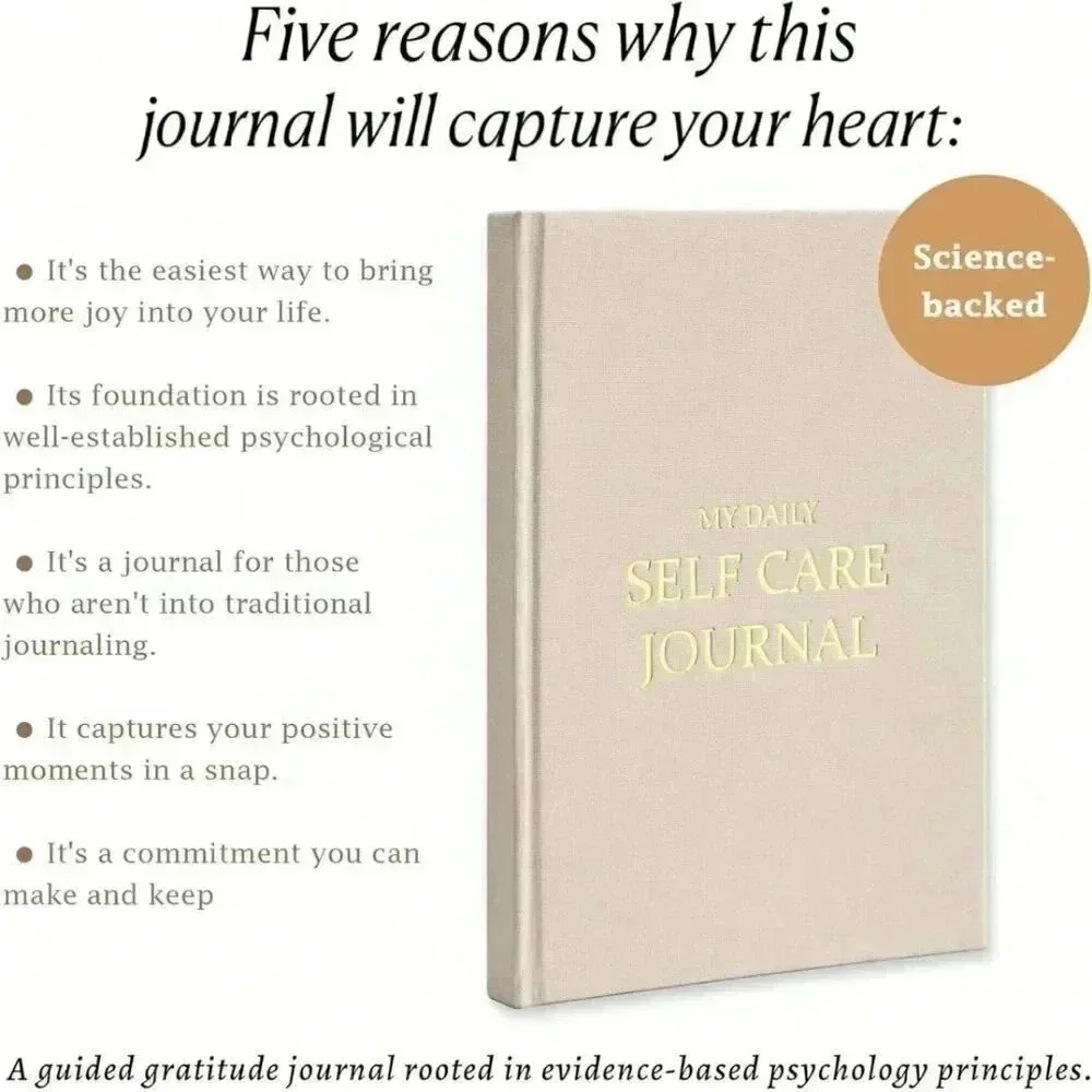 BLACK Self Care Journal Aesthetic Wellness Stationery